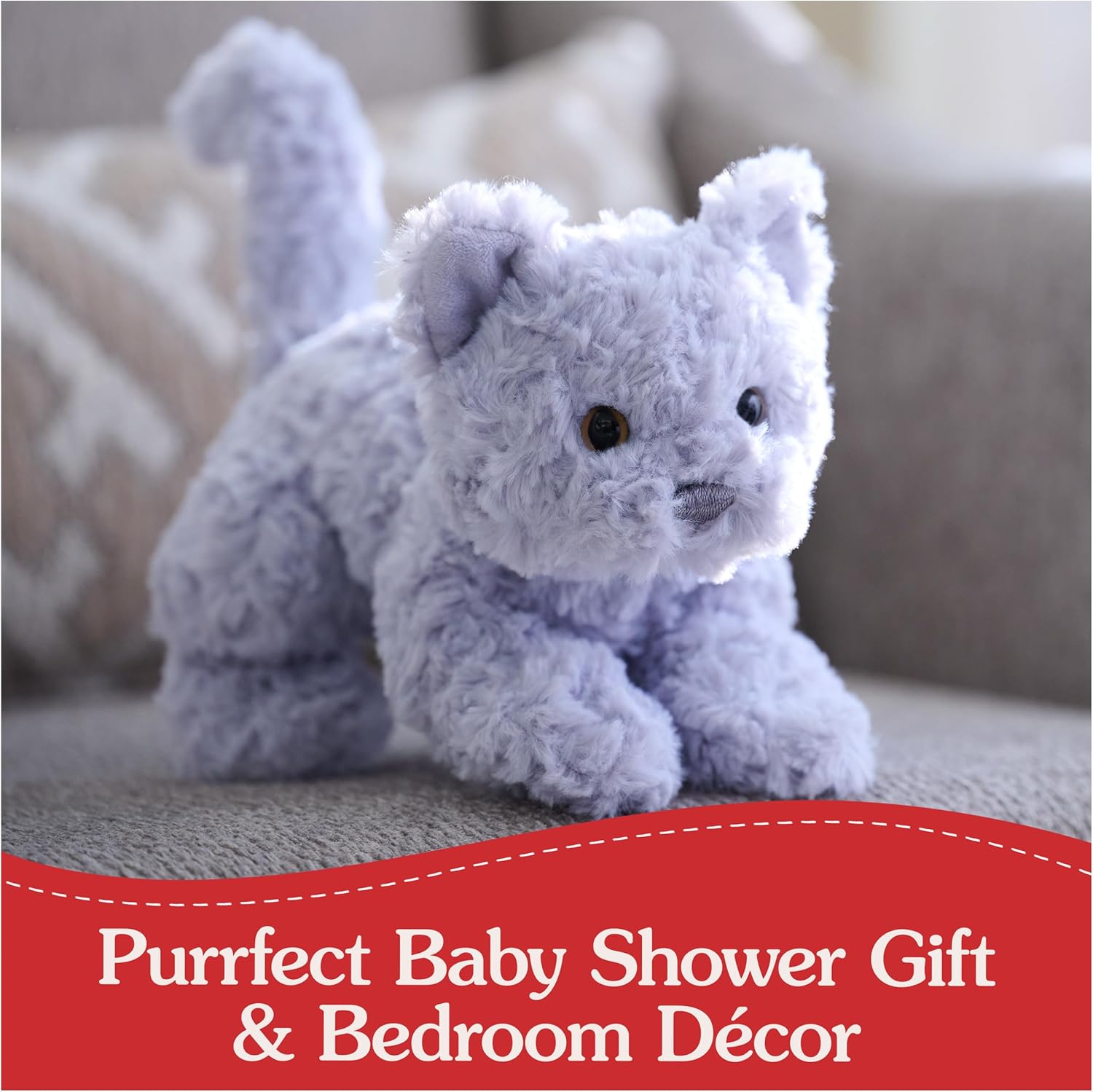 GUND Bootsie English Blue Kitten Plush Toy, Premium Cat Stuffed Animal for Ages 1 and Up, Gray, 9”