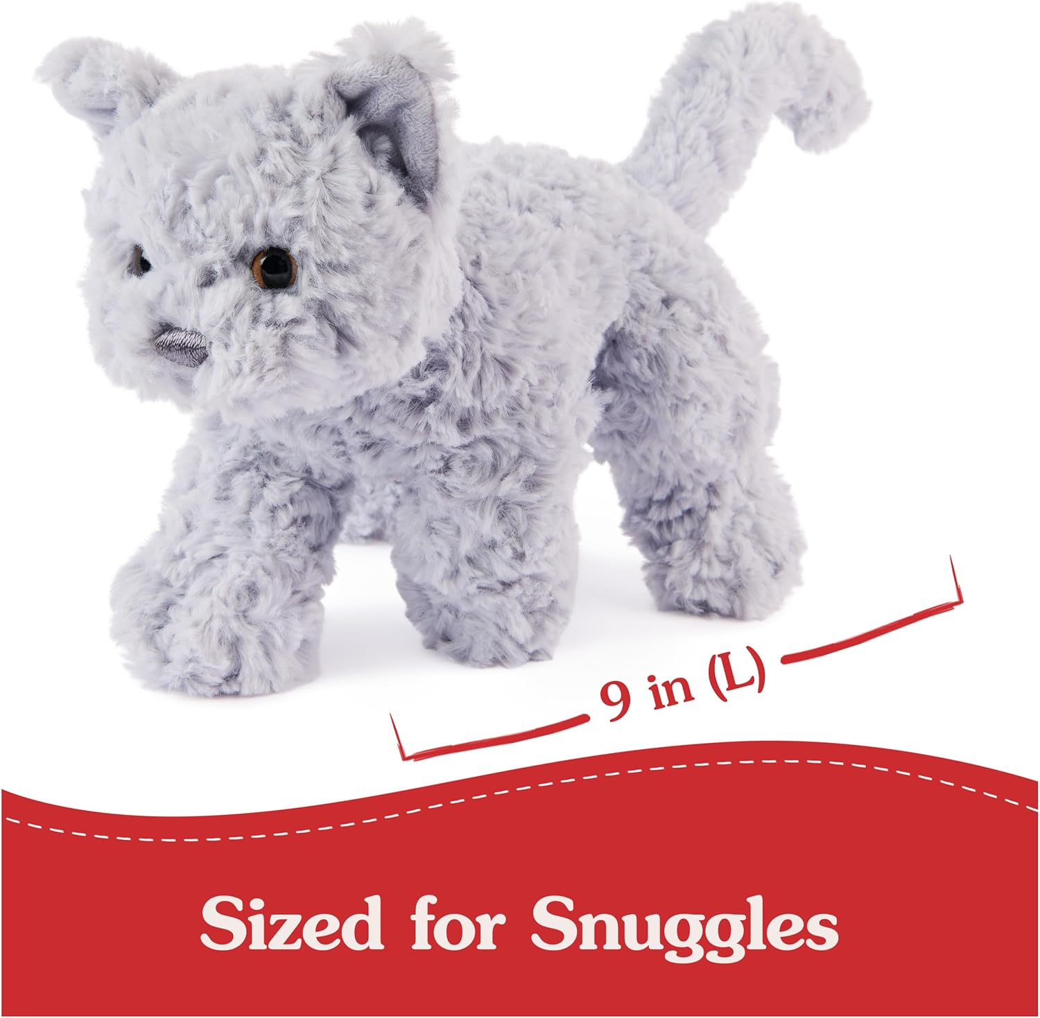 GUND Bootsie English Blue Kitten Plush Toy, Premium Cat Stuffed Animal for Ages 1 and Up, Gray, 9”