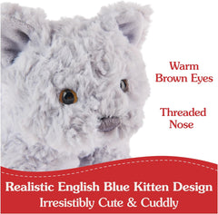 GUND Bootsie English Blue Kitten Plush Toy, Premium Cat Stuffed Animal for Ages 1 and Up, Gray, 9”