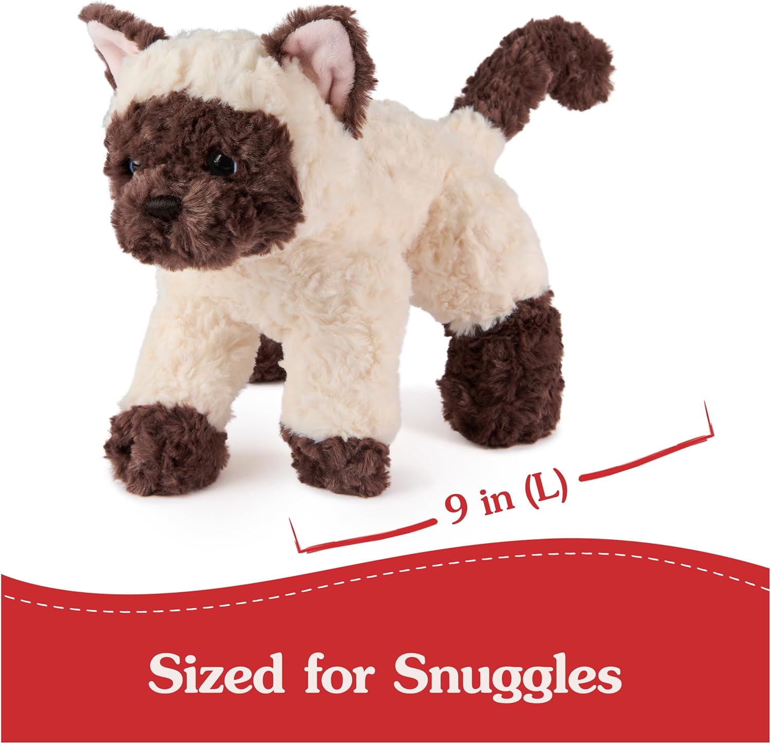 GUND Bootsie Siamese Kitten Plush Toy, Premium Cat Stuffed Animal for Ages 1 and Up, Cream/Brown, 9”