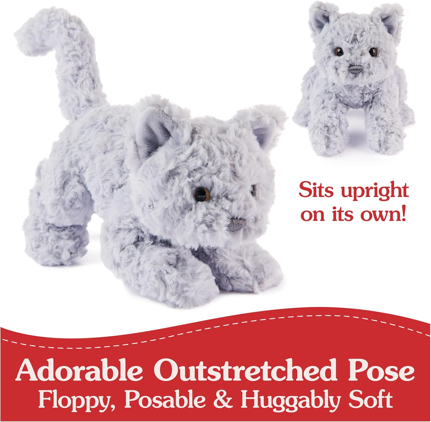 GUND Bootsie English Blue Kitten Plush Toy, Premium Cat Stuffed Animal for Ages 1 and Up, Gray, 9”