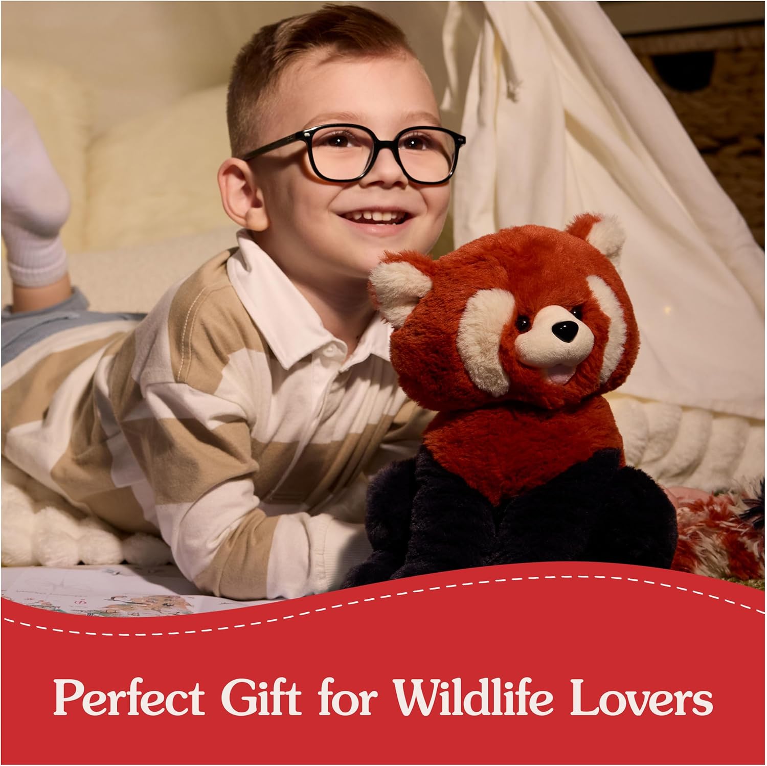 GUND Cedar Red Panda Plush, Premium Red Panda Stuffed Animals for Ages 1 and Up, Orange/Blue, 10”